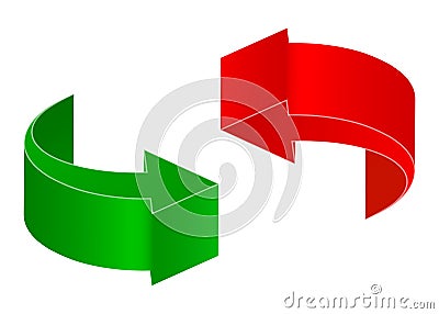 Two arrows: green and red Stock Photo